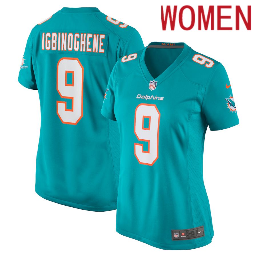 Cheap Women Miami Dolphins 9 Noah Igbinoghene Nike Green Game Player NFL Jersey
